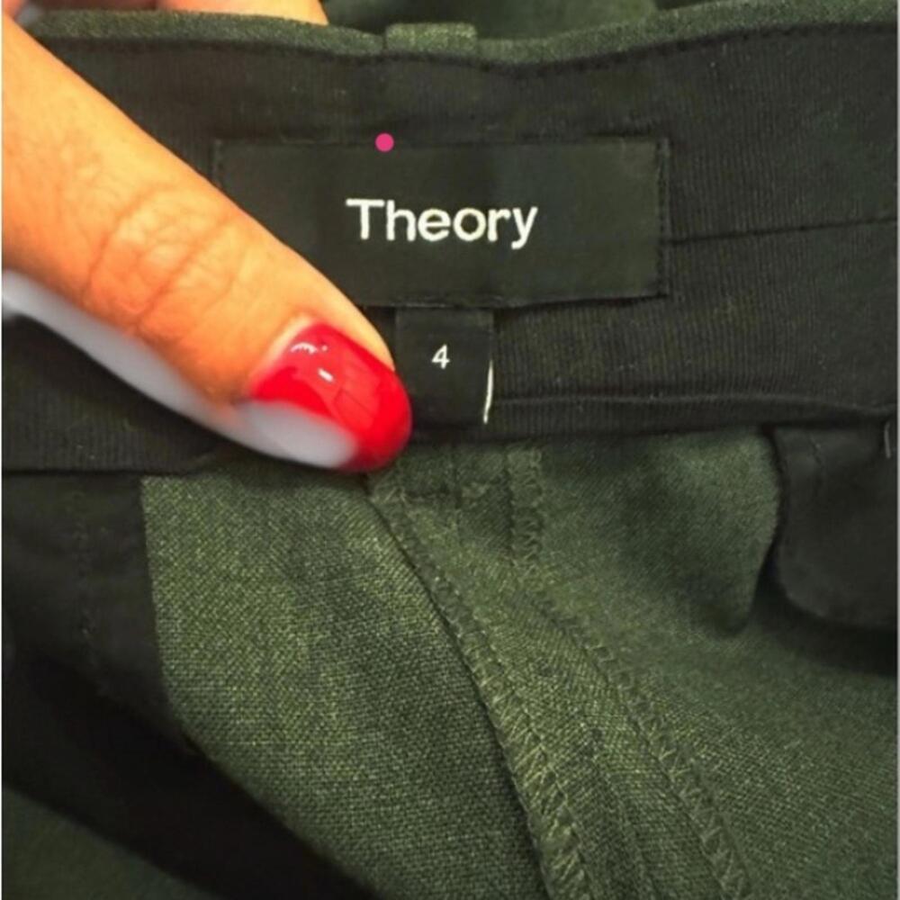Theory Treeca 2 Cropped Wool Slim Pants – Hunter Green Melange (Size 4) - Picture 2 of 7